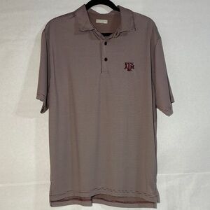 Texas A & M Aggie Micro Striped Men's Polo Shirt Collegiate Comfortable Game Day